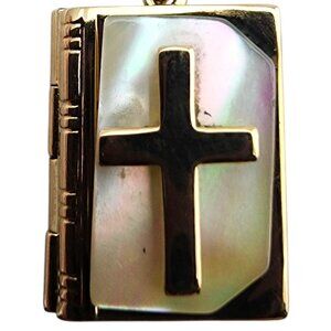 14 Karat Yellow Gold Mother of Pearl Lord's Prayer Bible Charm #23926